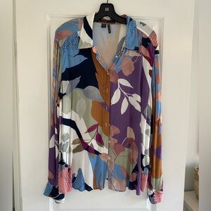 FDJ Floral Women's Button-Down Shirt XL